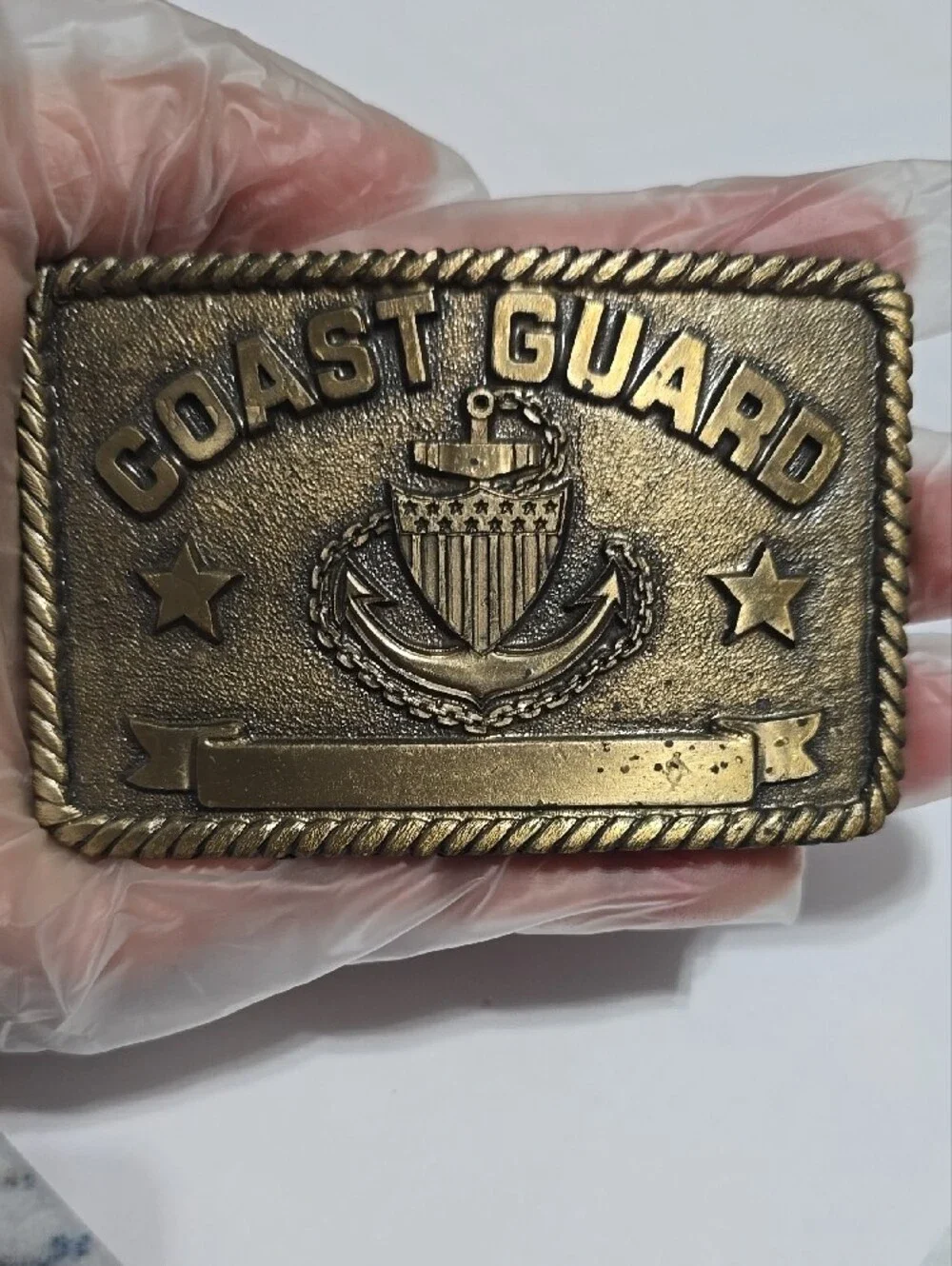 Coast Guard Brass Belt Buckle - Gold Tone